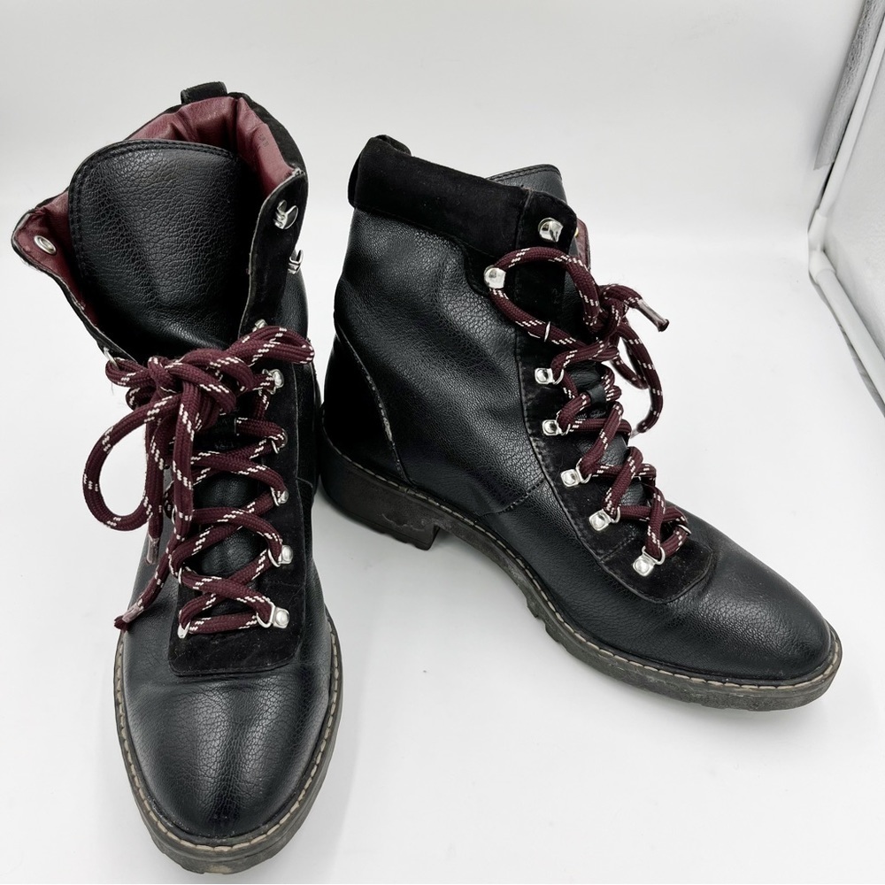 H&M Combat Almond Toe Lace Up Boots Size 8